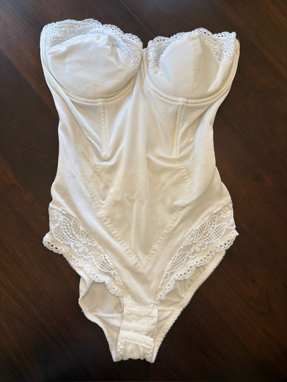 Flexees Bodysuit 36D one piece strapless stained